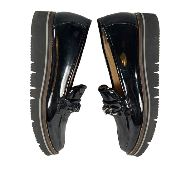Alex Marie PLATFORM LOAFERS Size 9 Womens Chain Goth Black Patent Grensley Shoes - Picture 7 of 11